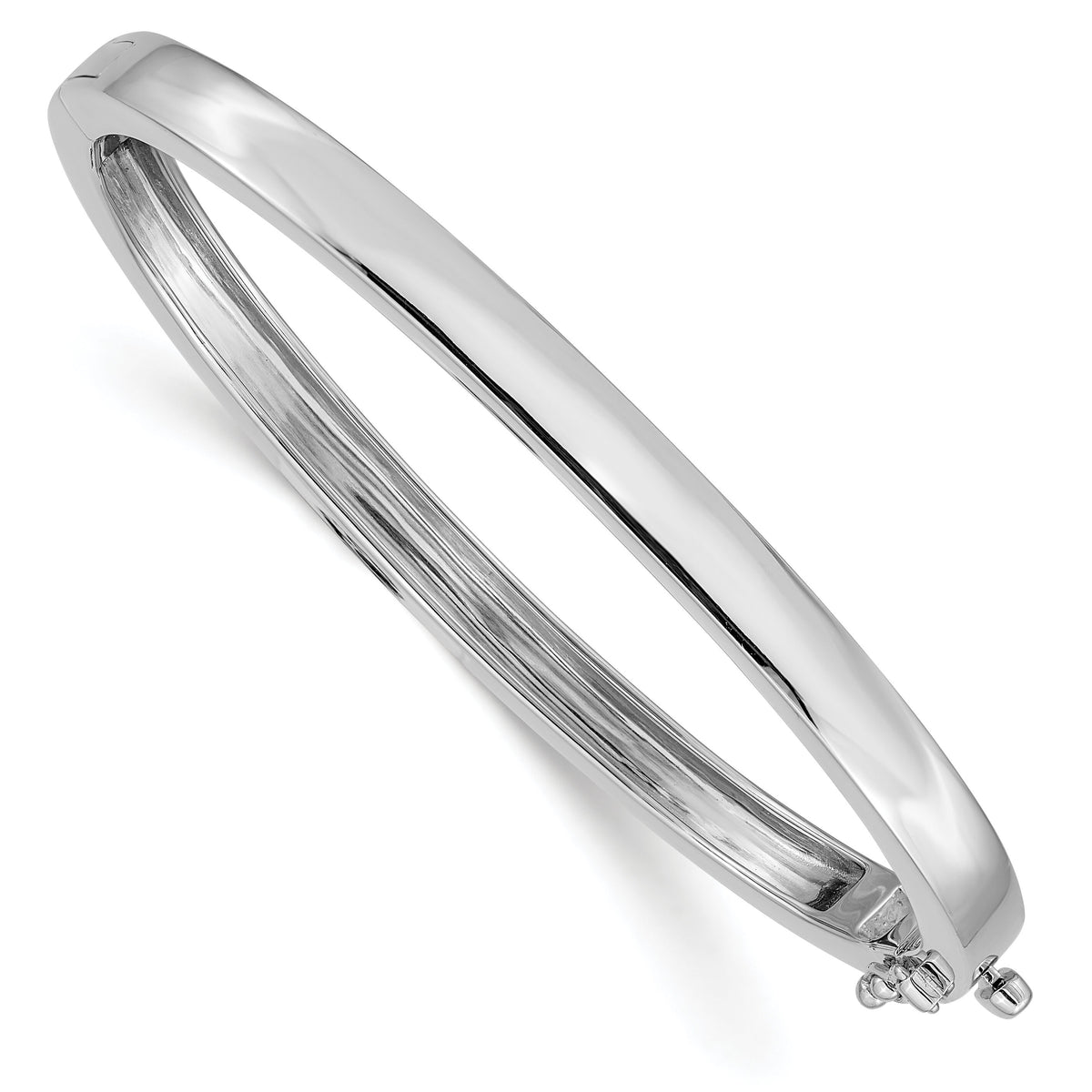 14k White Gold 5.3mm Polished Solid Hinged Bangle Bracelet-XB259