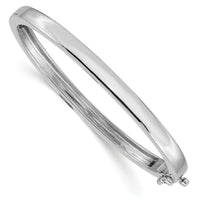 14k White Gold 5.3mm Polished Solid Hinged Bangle Bracelet-XB259
