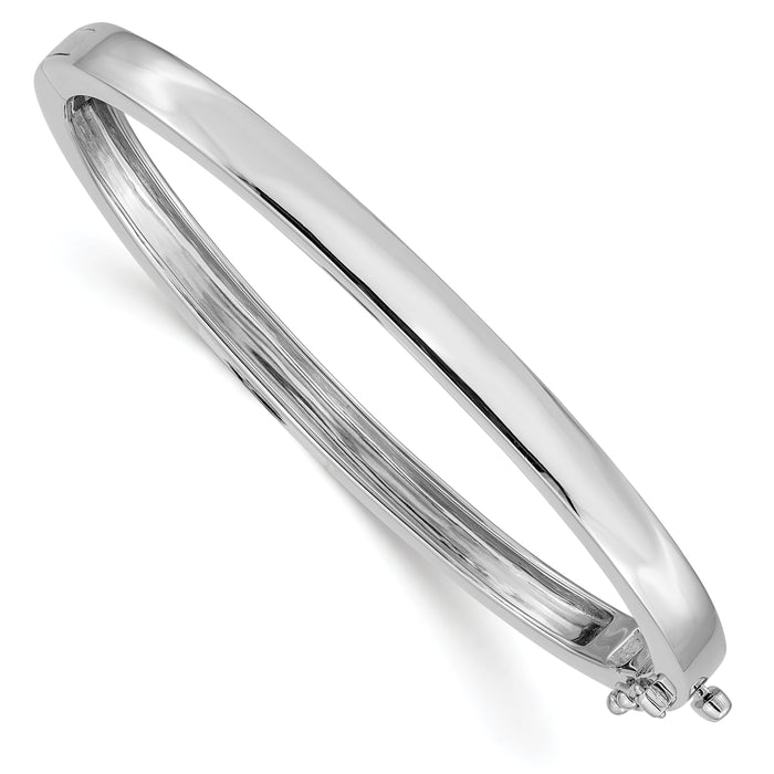 14k White Gold 5.3mm Polished Solid Hinged Bangle Bracelet-XB259