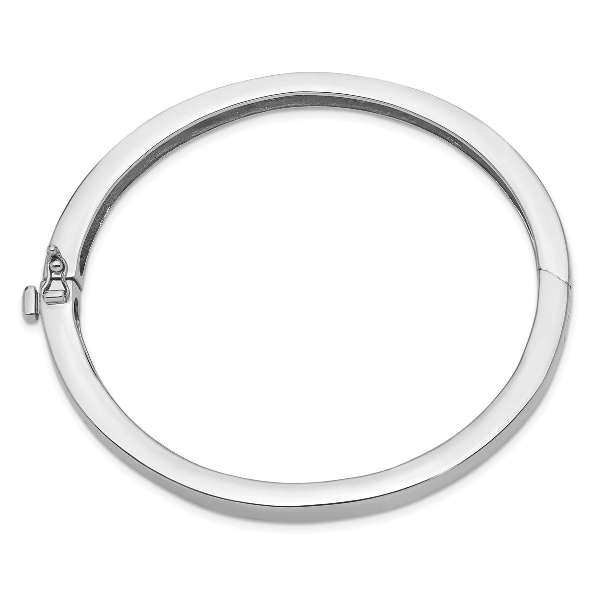 14k White Gold 6.3mm Polished Solid Hinged Bangle Bracelet-XB260