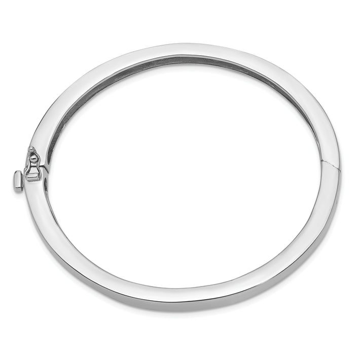 14k White Gold 6.3mm Polished Solid Hinged Bangle Bracelet-XB260