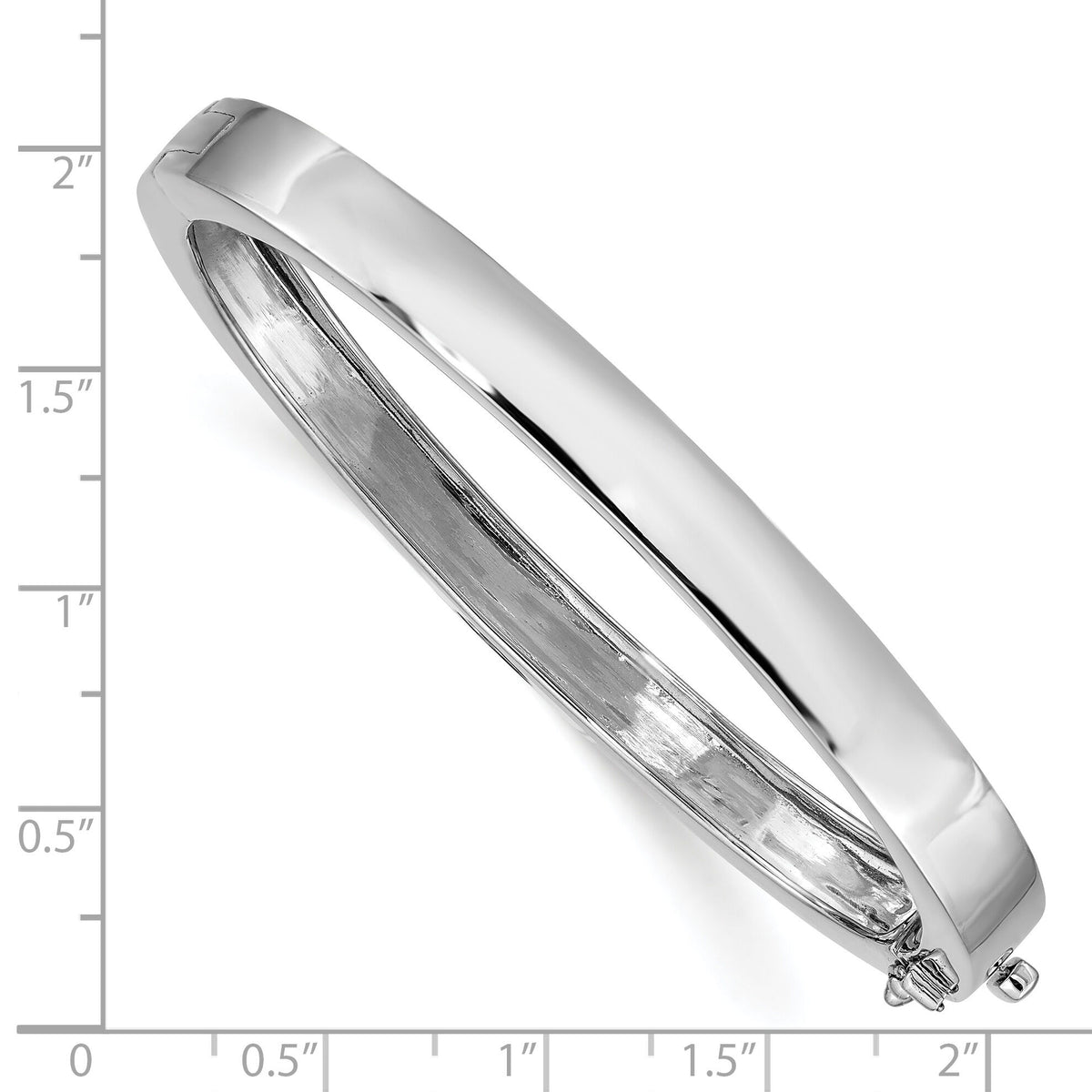 14k White Gold 6.3mm Polished Solid Hinged Bangle Bracelet-XB260