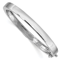 14k White Gold 6.3mm Polished Solid Hinged Bangle Bracelet-XB260