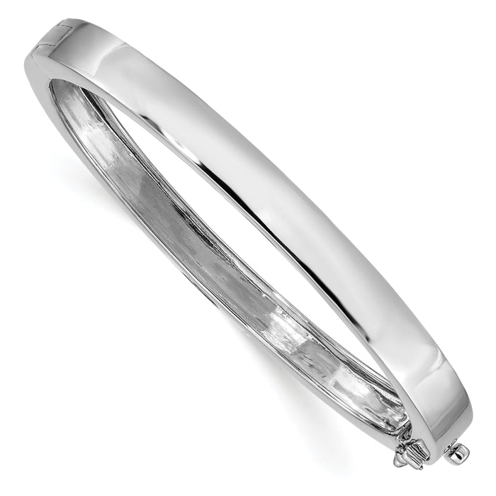 14k White Gold 6.3mm Polished Solid Hinged Bangle Bracelet-XB260