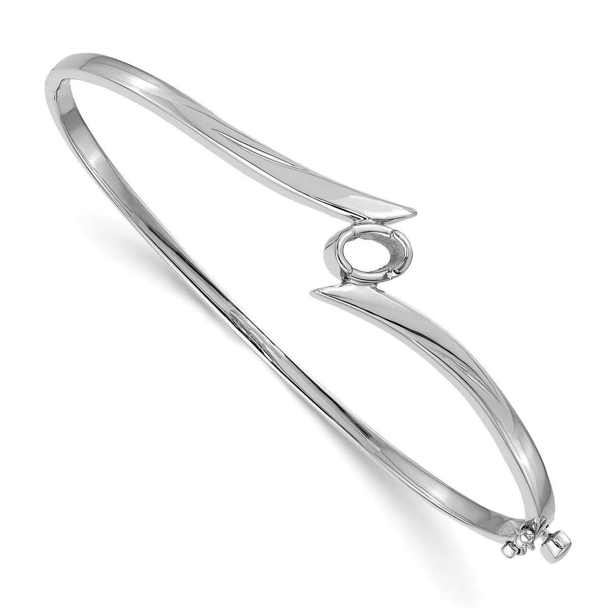 14k White Gold Hinged Bangle Bracelet Mounting-XB267