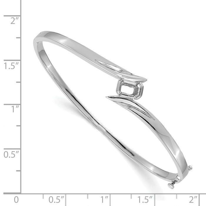 14k White Gold Hinged Bangle Bracelet Mounting-XB269