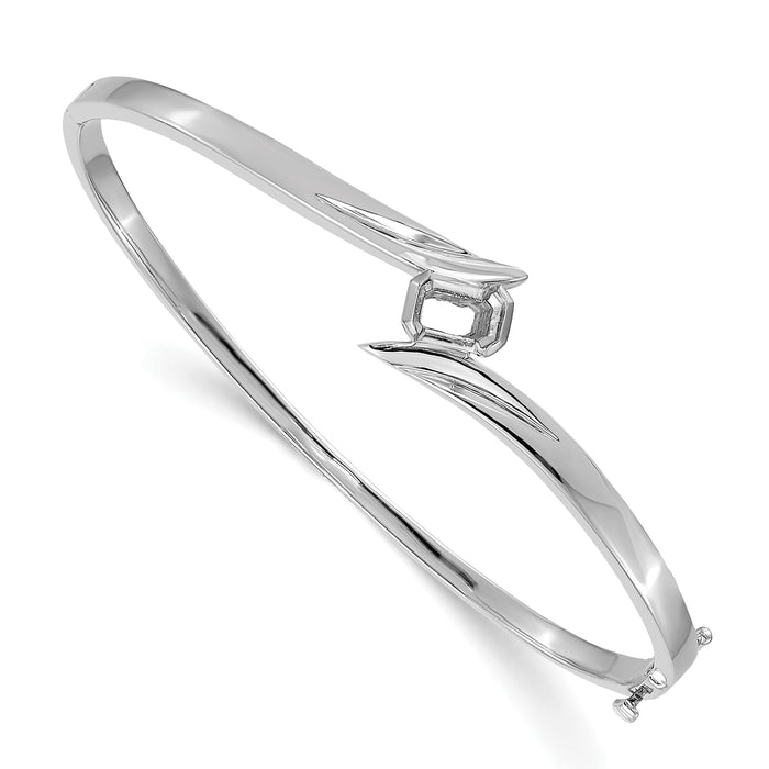 14k White Gold Hinged Bangle Bracelet Mounting-XB269