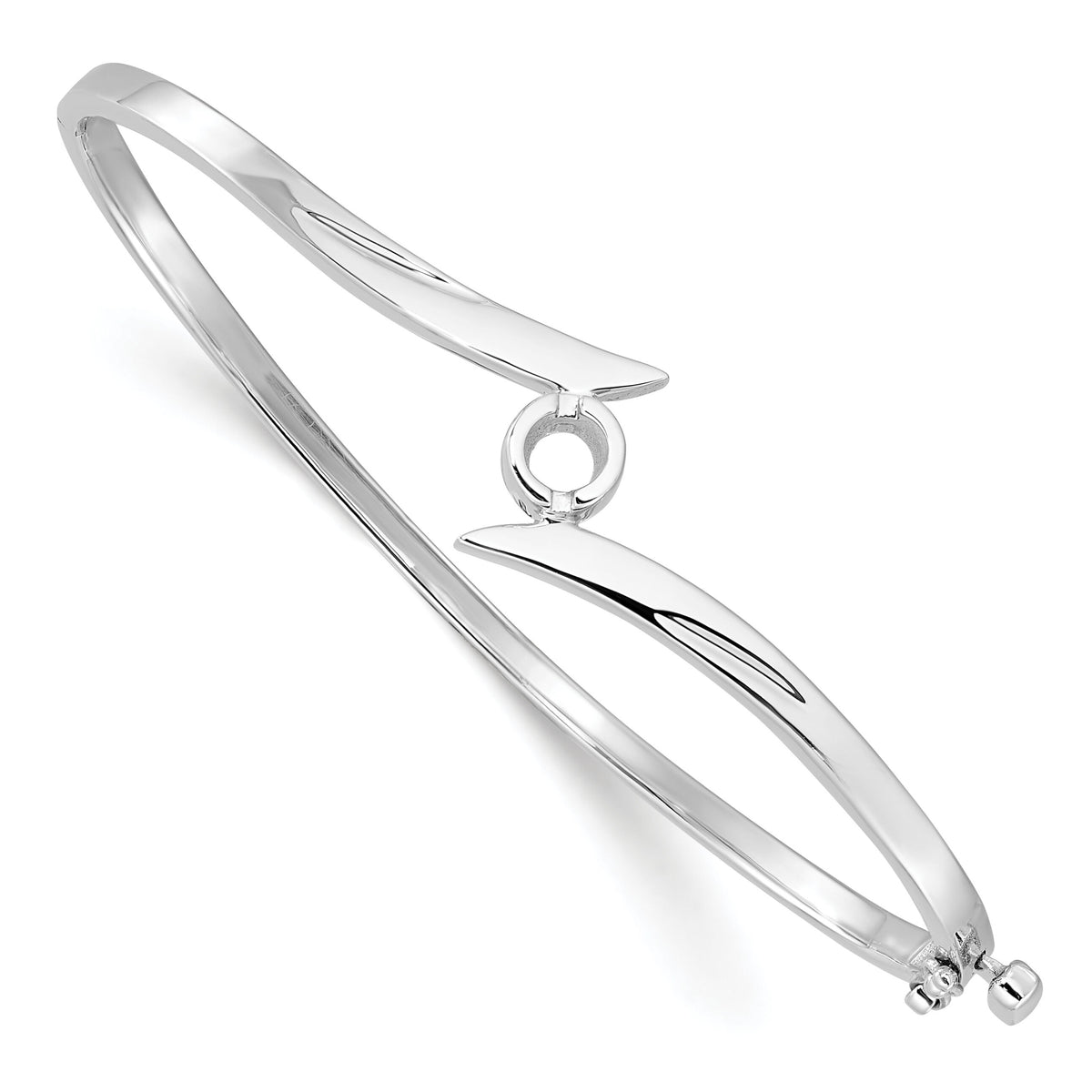 14k White Gold Hinged Bangle Bracelet Mounting-XB275