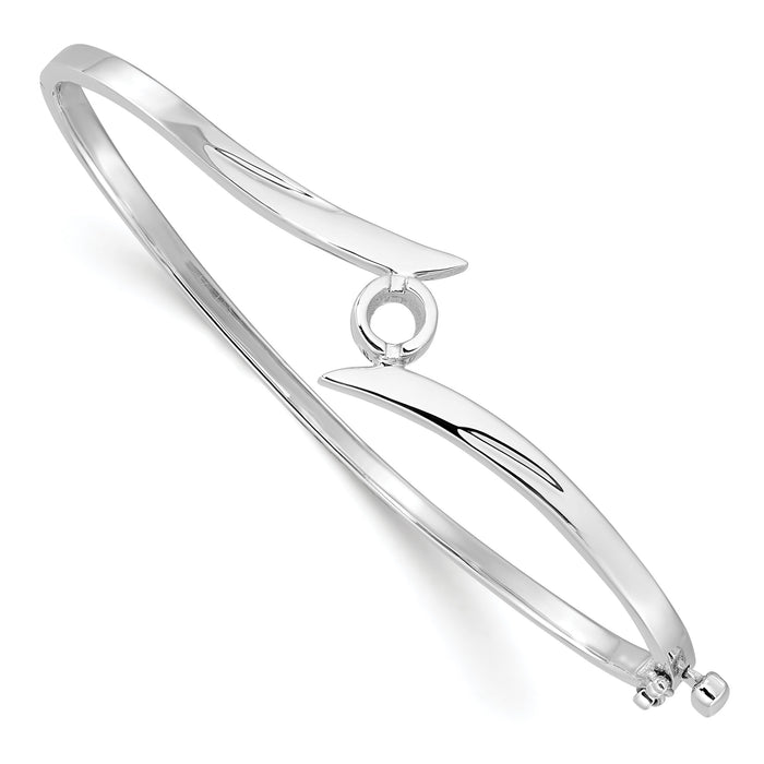 14k White Gold Hinged Bangle Bracelet Mounting-XB275