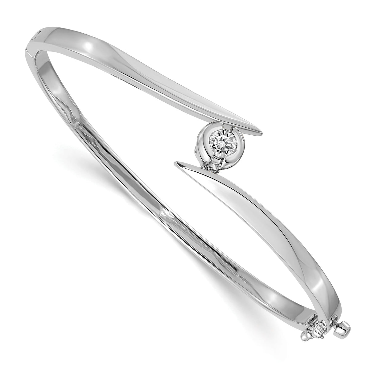 14k White Gold Hinged Bangle Bracelet Mounting-XB276