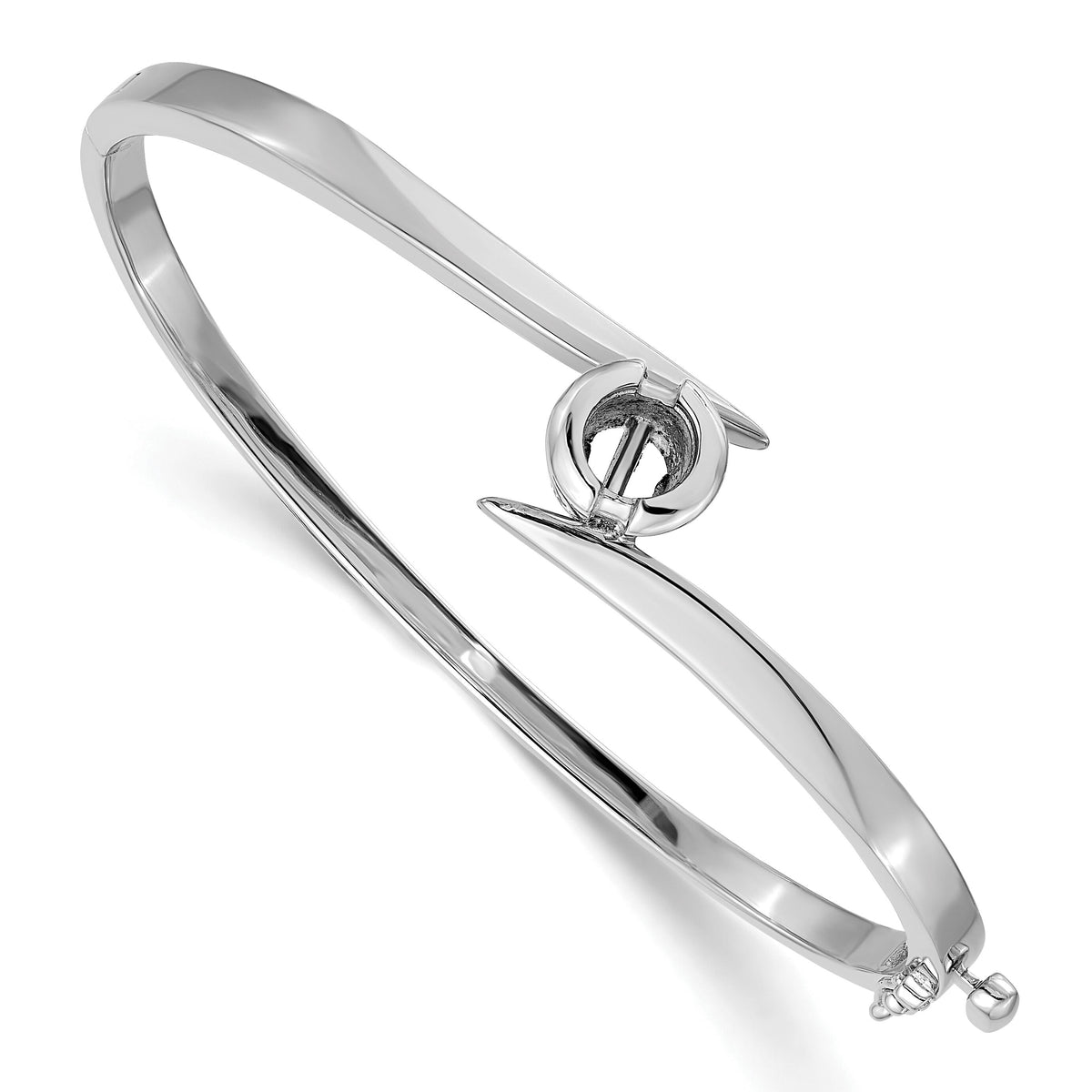 14k White Gold Hinged Bangle Bracelet Mounting-XB277