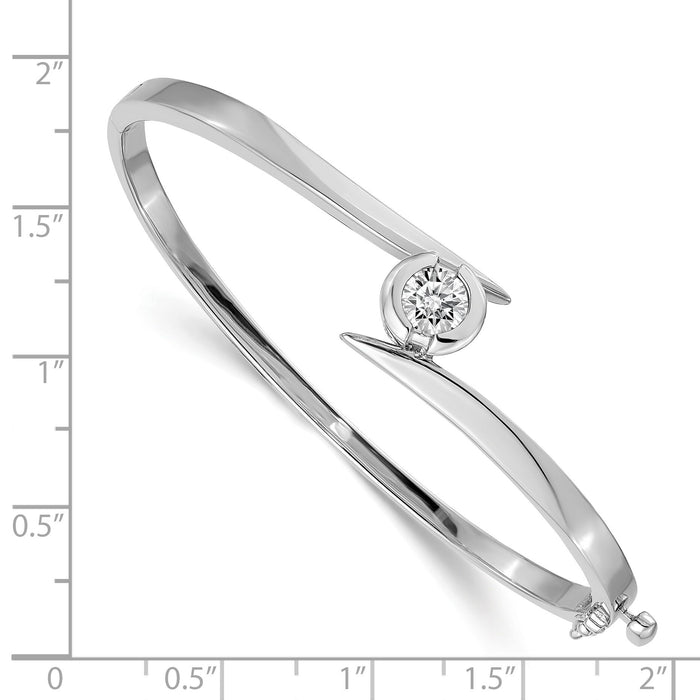 14k White Gold Hinged Bangle Bracelet Mounting-XB277