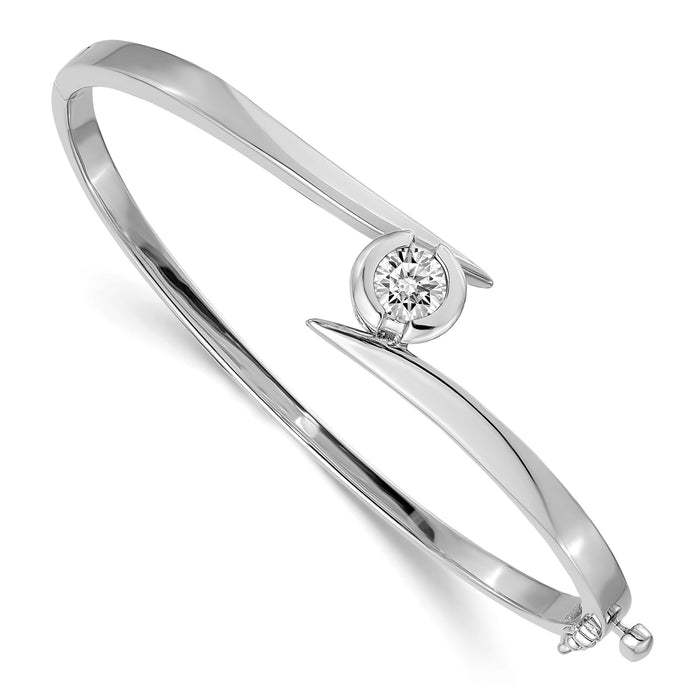 14k White Gold Hinged Bangle Bracelet Mounting-XB277