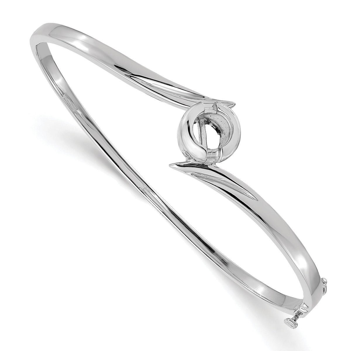 14k White Gold Hinged Bangle Bracelet Mounting-XB278