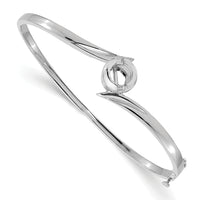 14k White Gold Hinged Bangle Bracelet Mounting-XB278