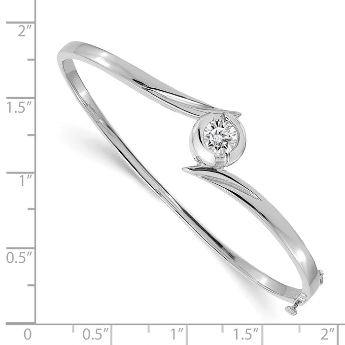 14k White Gold Hinged Bangle Bracelet Mounting-XB278