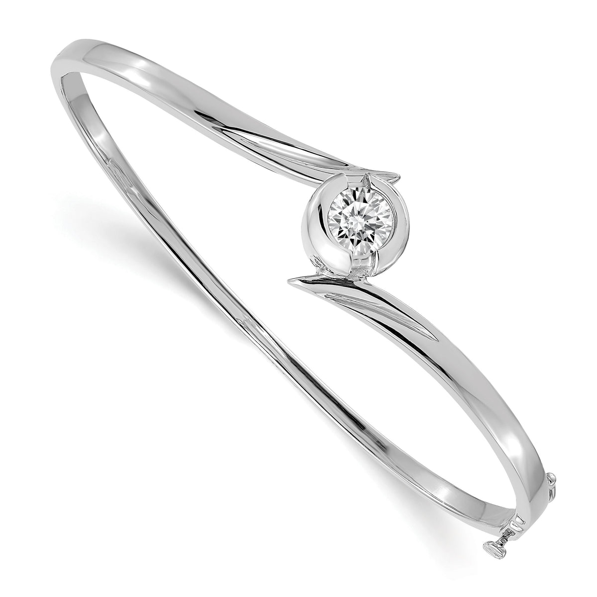 14k White Gold Hinged Bangle Bracelet Mounting-XB278