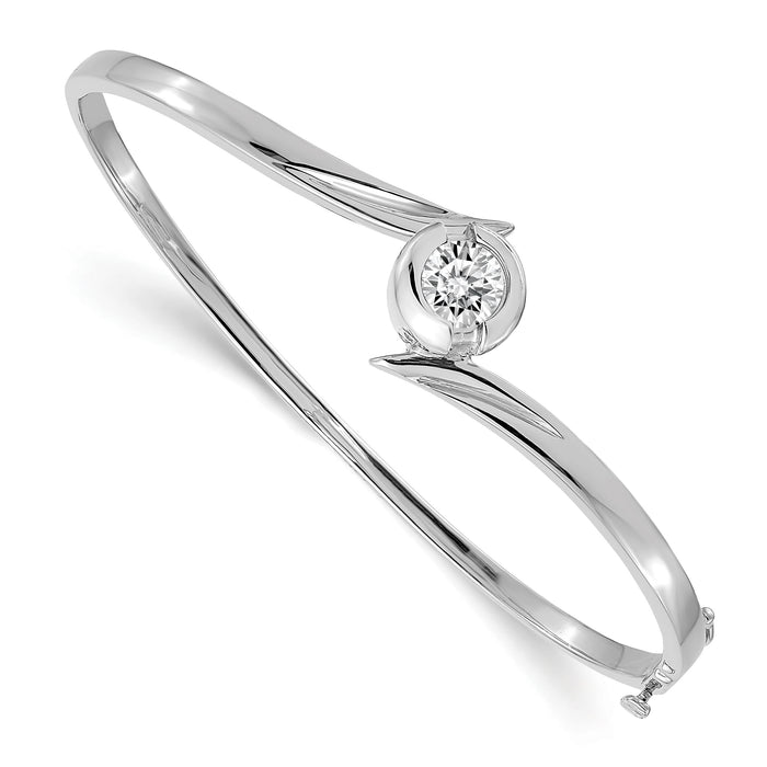 14k White Gold Hinged Bangle Bracelet Mounting-XB278