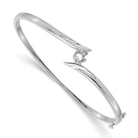 14k White Gold Hinged Bangle Bracelet Mounting-XB279