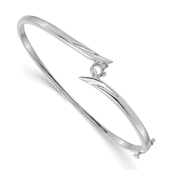 14k White Gold Hinged Bangle Bracelet Mounting-XB279