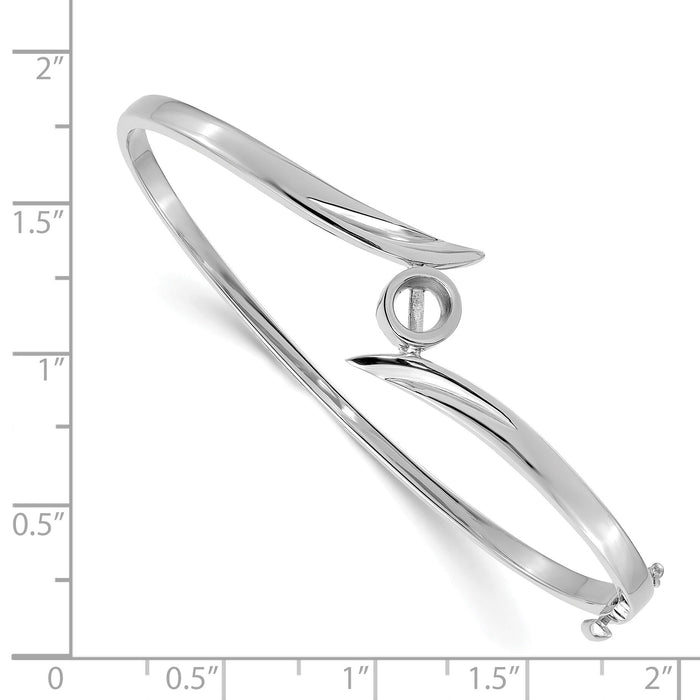 14k White Gold Hinged Bangle Bracelet Mounting-XB280