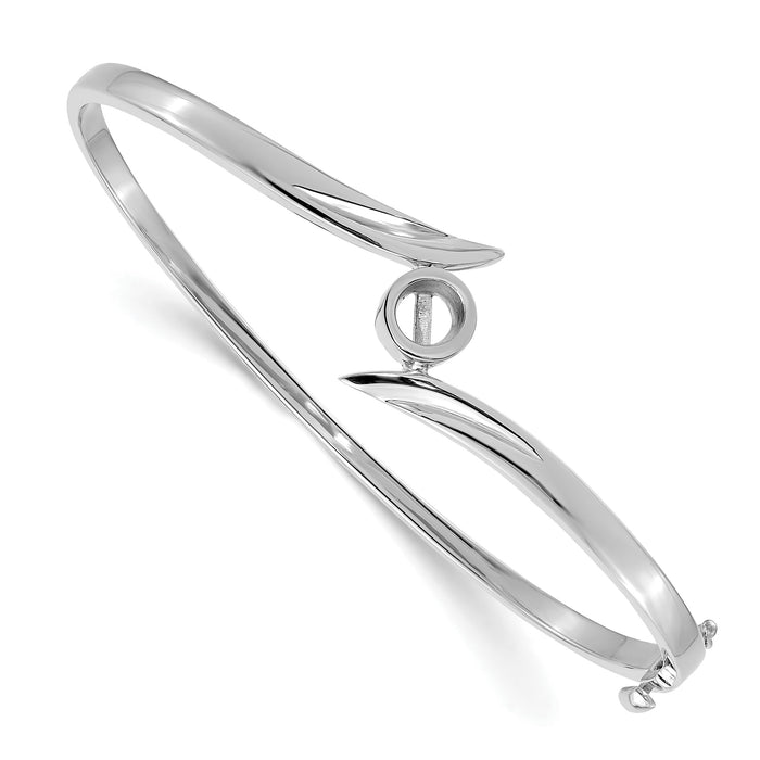 14k White Gold Hinged Bangle Bracelet Mounting-XB280
