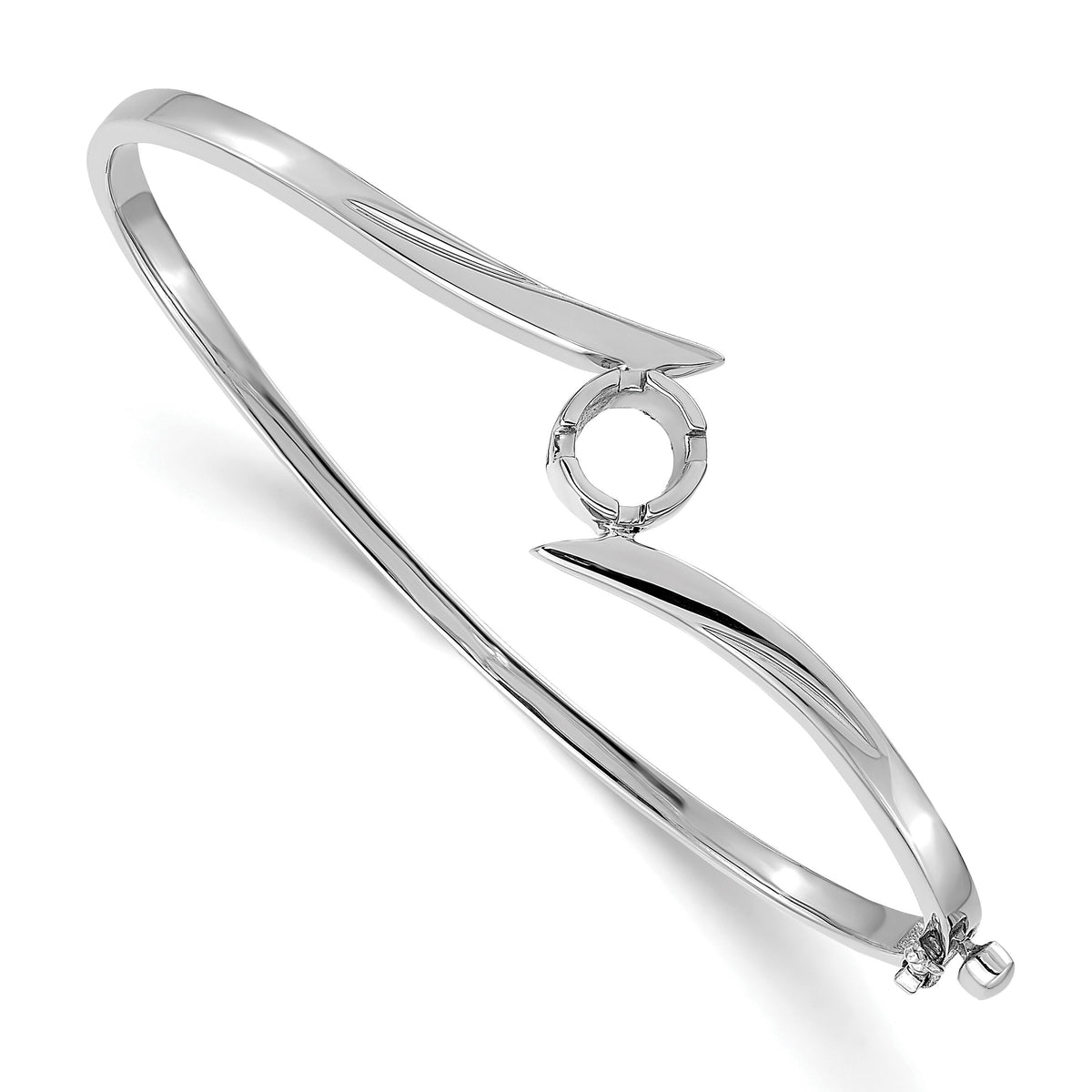 14k White Gold Hinged Bangle Bracelet Mounting-XB281