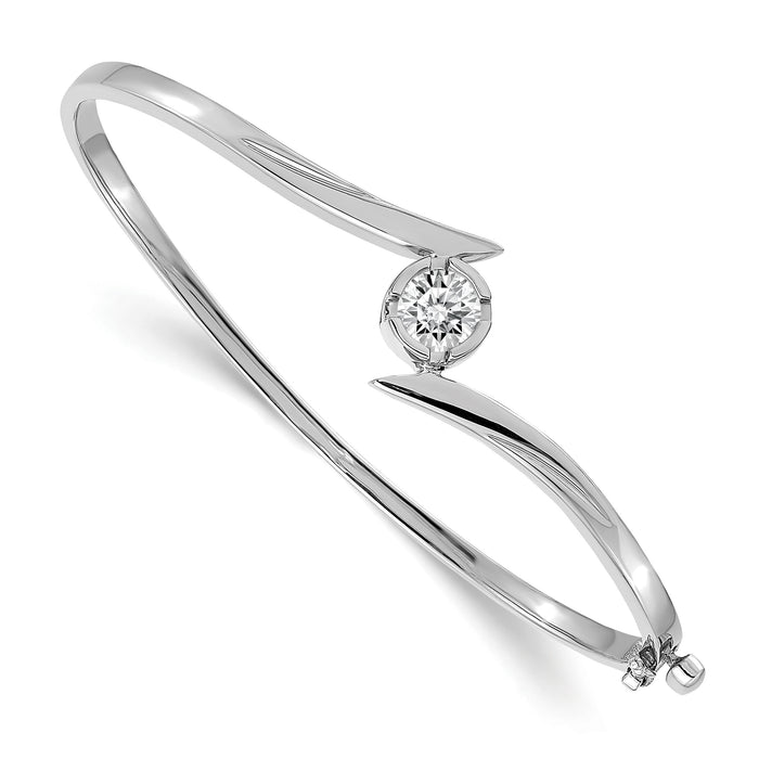 14k White Gold Hinged Bangle Bracelet Mounting-XB281