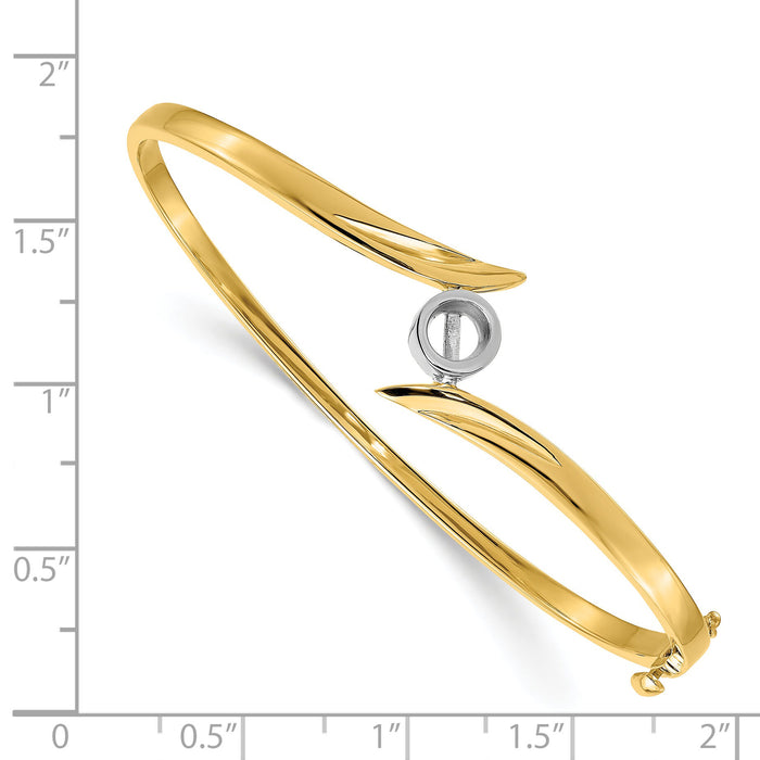 14k Two-tone Hinged Bangle Bracelet Mounting-XB283