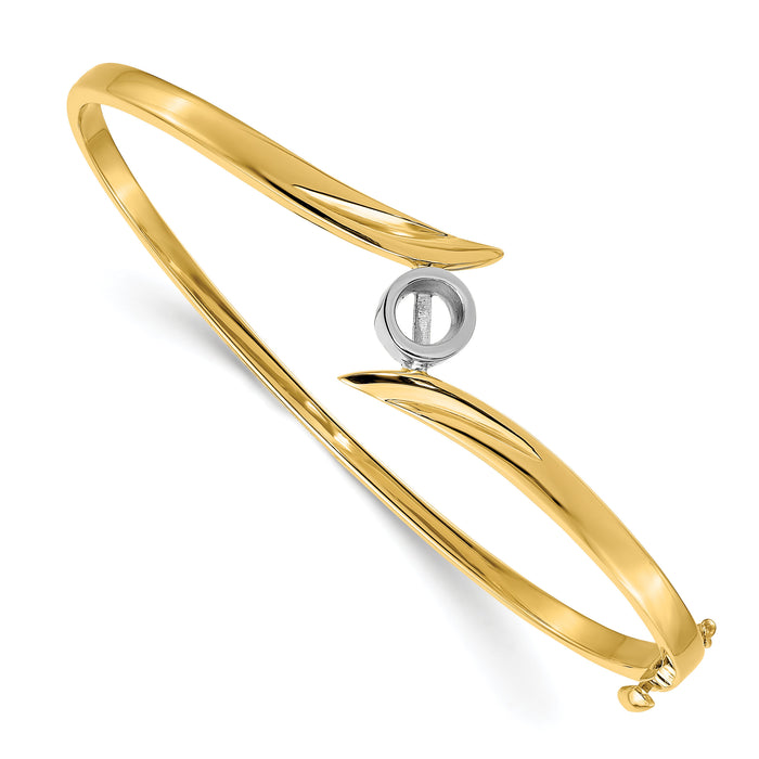 14k Two-tone Hinged Bangle Bracelet Mounting-XB283