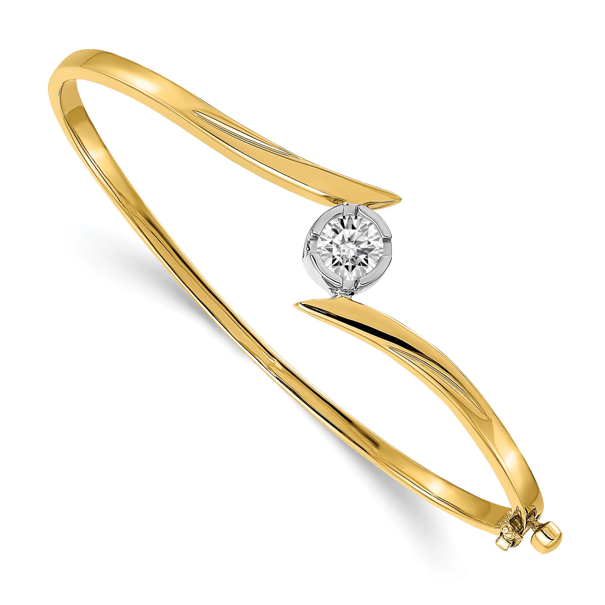 14k Two-tone Hinged Bangle Bracelet Mounting-XB284