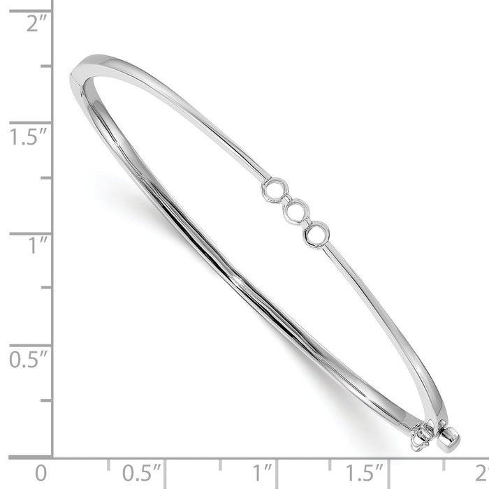 14k White Gold Hinged Bangle Bracelet Mounting-XB298