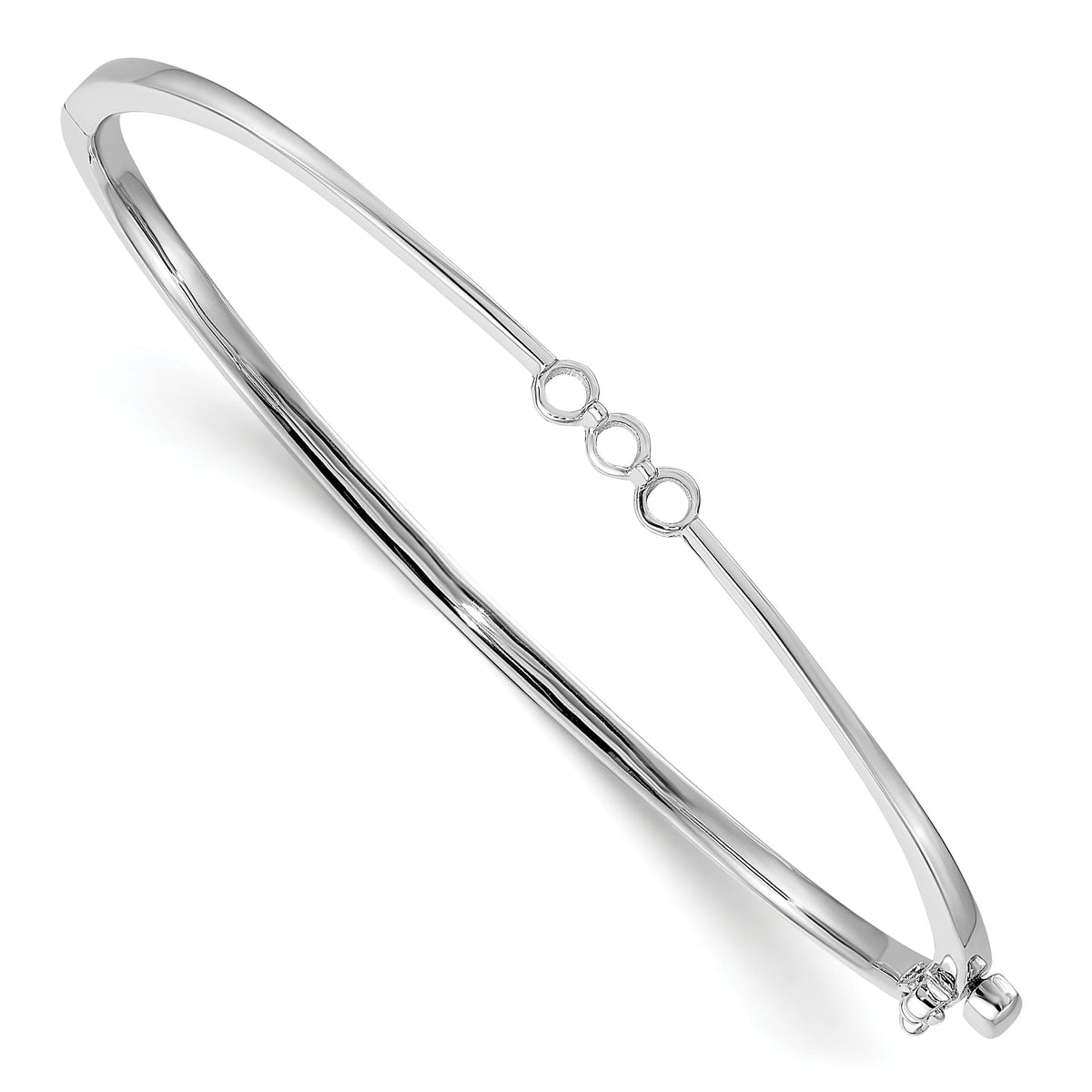 14k White Gold Hinged Bangle Bracelet Mounting-XB298