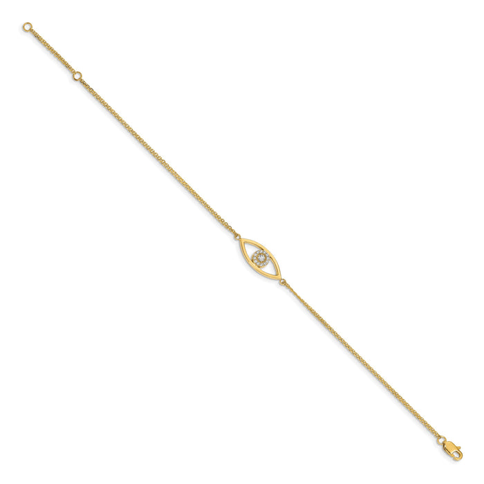 14k AA Diamond Evil Eye 2 Strand w/ 1in Ext.Bracelet-XB320AA