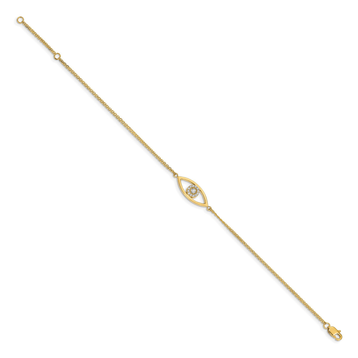 14k A Diamond Evil Eye 2 Strand w/ 1in Ext. Bracelet-XB320A