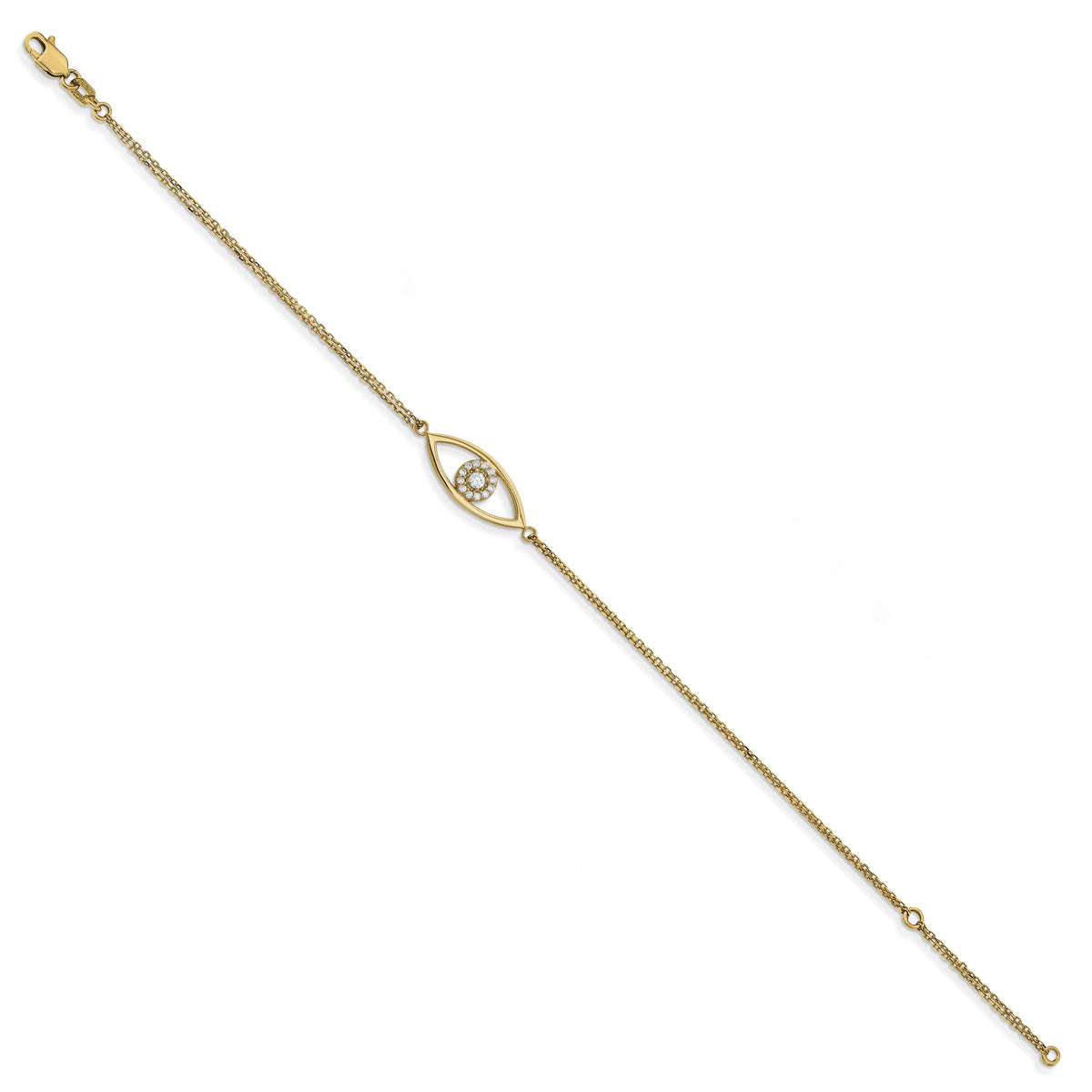 14k AA Diamond Evil Eye 2 Strand w/ 1in Ext.Bracelet-XB320AA