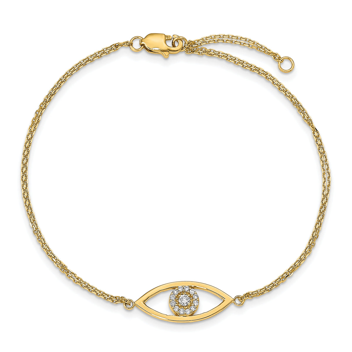 14k A Diamond Evil Eye 2 Strand w/ 1in Ext. Bracelet-XB320A