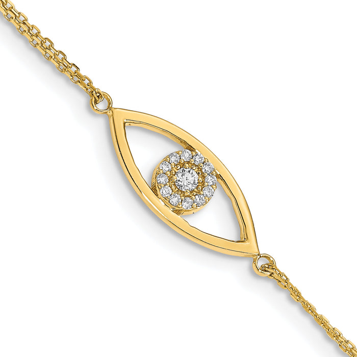 14k AA Diamond Evil Eye 2 Strand w/ 1in Ext.Bracelet-XB320AA