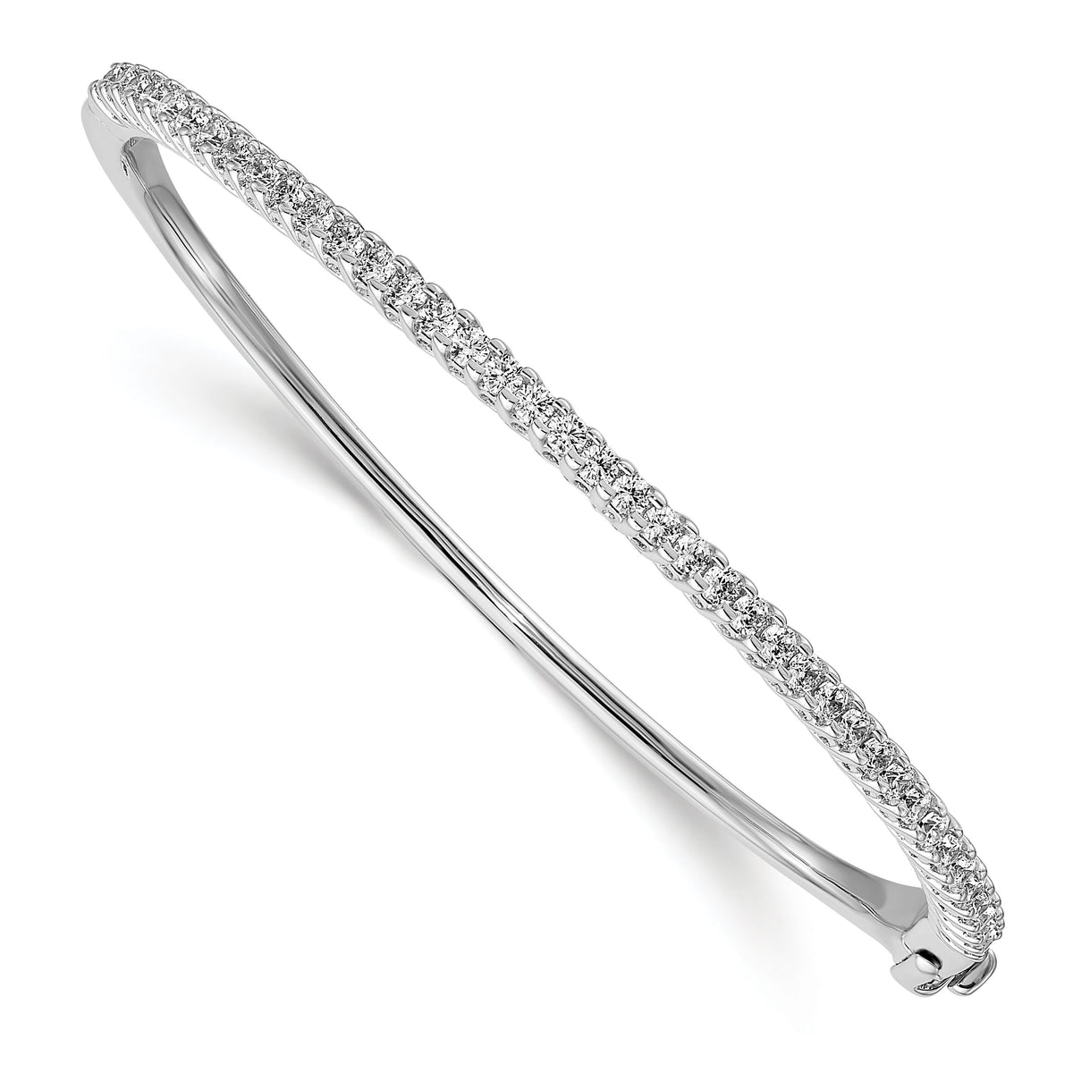 14k White Gold Holds 40 2.0mm Stones 2.0ct Hinged Bangle Mounting-XB321