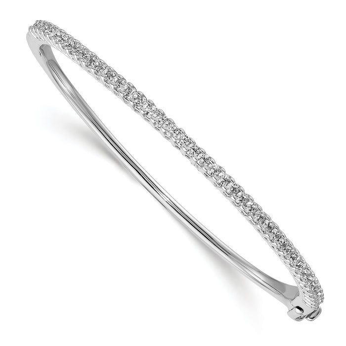 14k White Gold Holds 40 2.0mm Stones 2.0ct Hinged Bangle Mounting-XB321