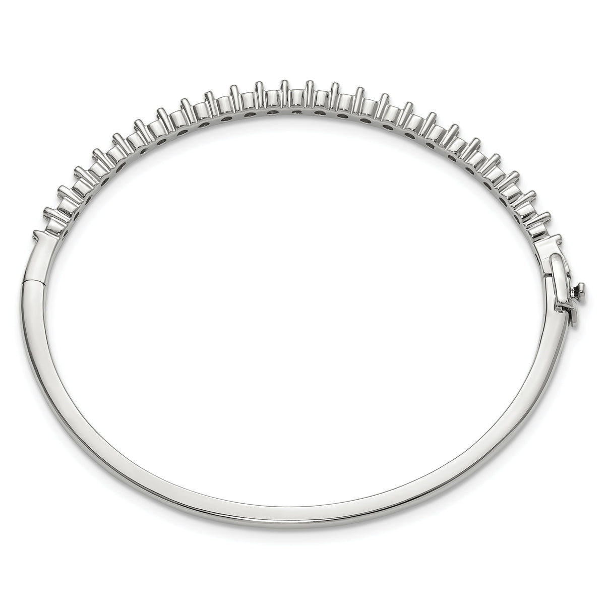 14k White Gold Holds 25 2.9mm 1.9ct Hinged Bangle Mounting-XB323