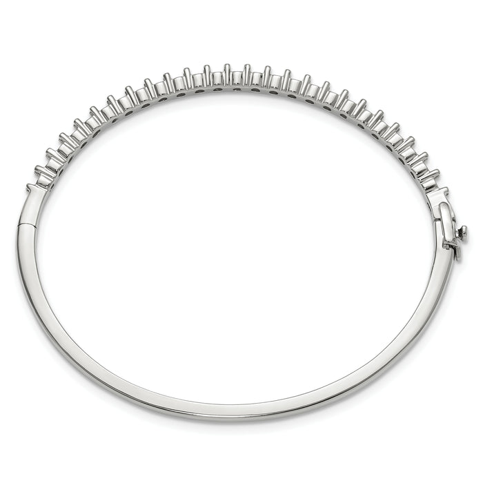 14k White Gold Holds 25 2.9mm 1.9ct Hinged Bangle Mounting-XB323