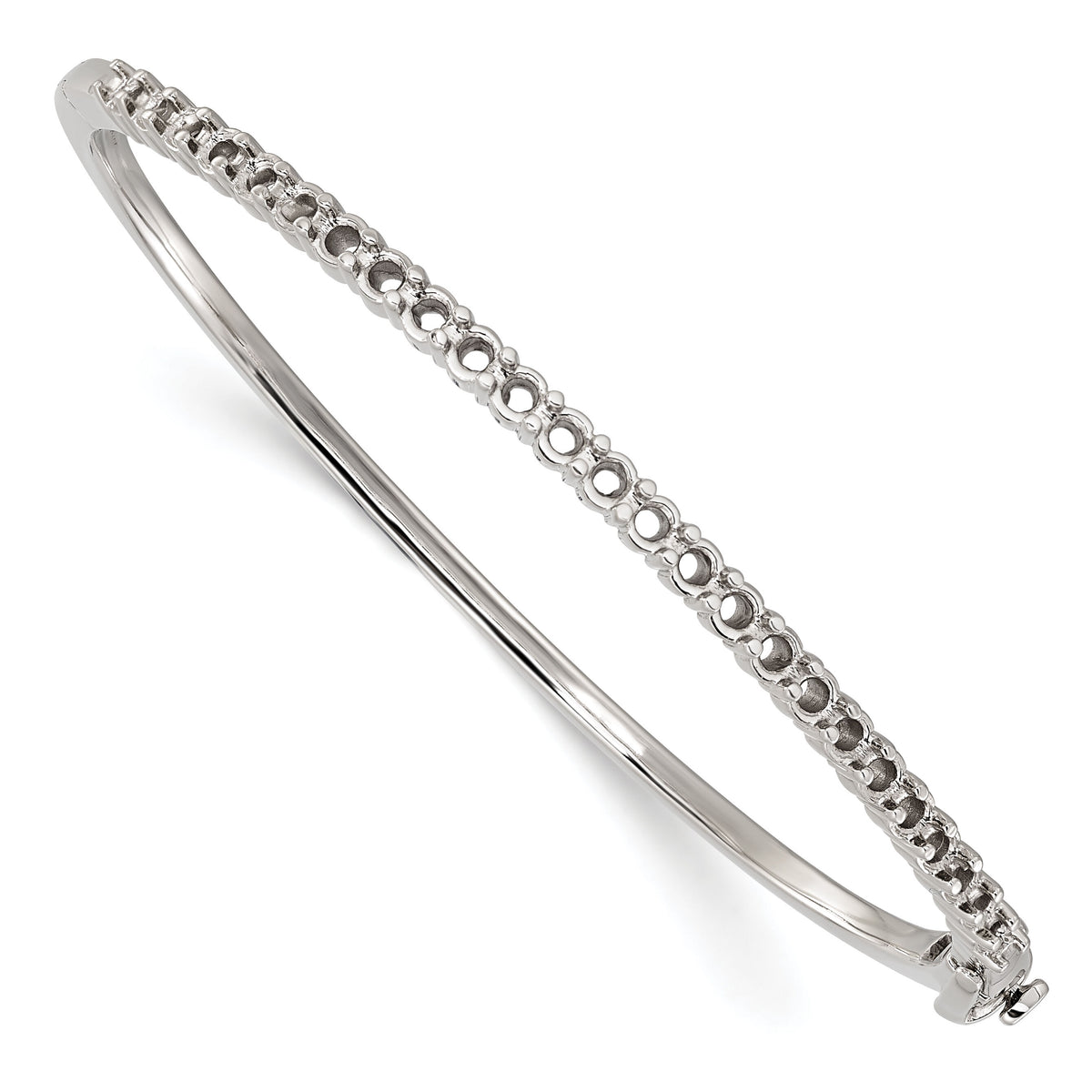 14k White Gold Holds 25 2.9mm 1.9ct Hinged Bangle Mounting-XB323