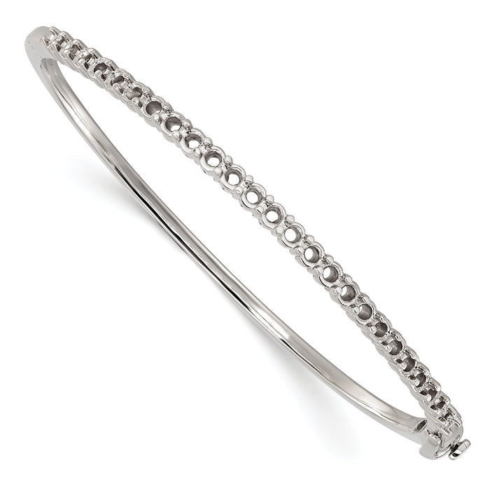 14k White Gold Holds 25 2.9mm 1.9ct Hinged Bangle Mounting-XB323