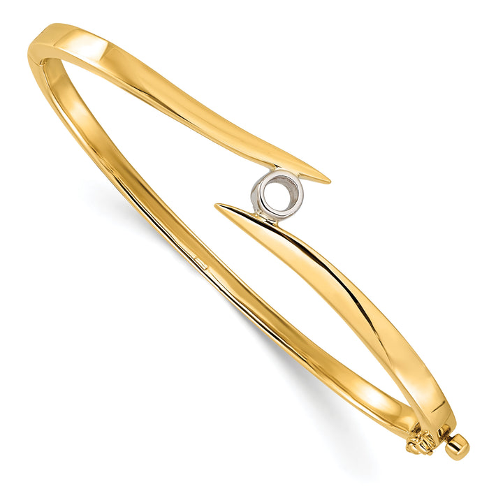 14k Two-tone Hinged Bangle Bracelet Mounting-XB76