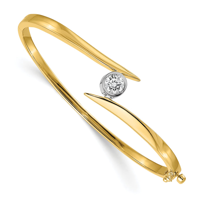 14k Two-tone Hinged Bangle Bracelet Mounting-XB80