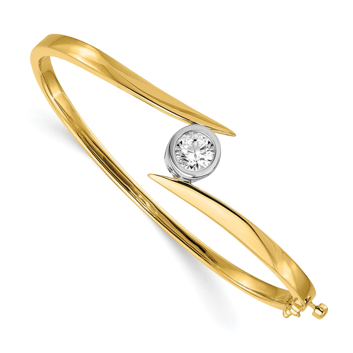 14k Two-tone Hinged Bangle Bracelet Mounting-XB81