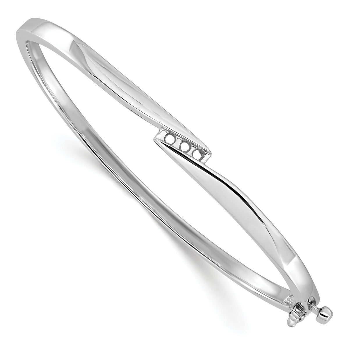 14k White Gold Hinged Bangle Bracelet Mounting-XB82
