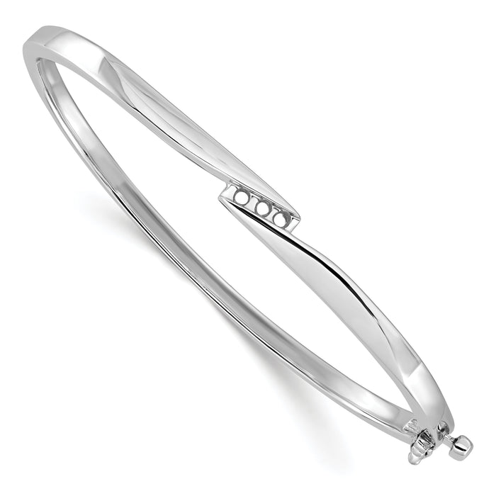 14k White Gold Hinged Bangle Bracelet Mounting-XB82