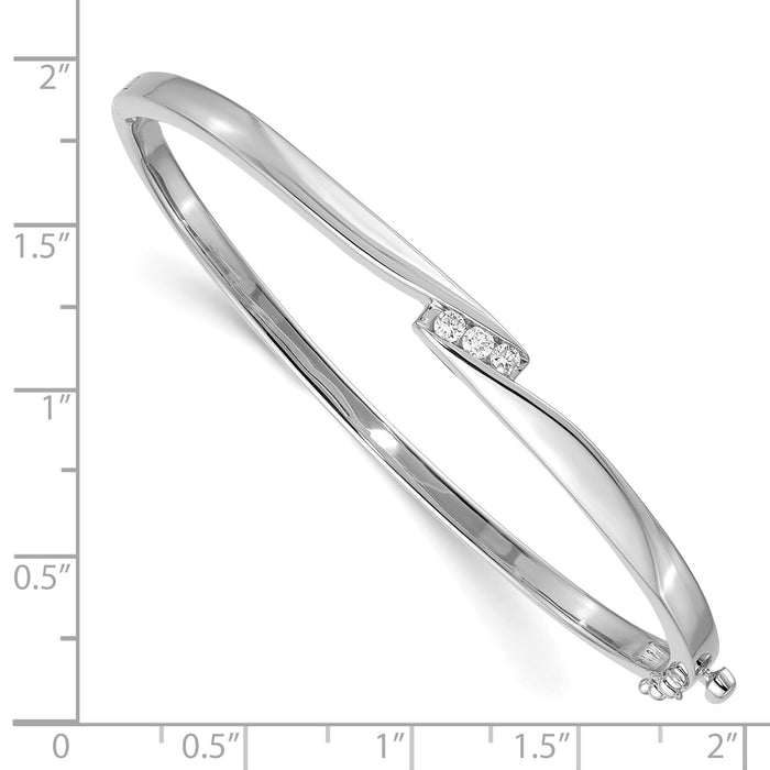 14k White Gold A Diamond Hinged Bangle-XB82A